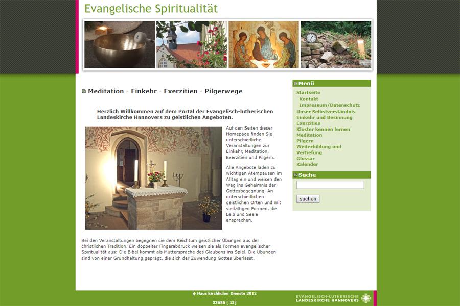 Screenshot der Website Evangelische Spiritualität